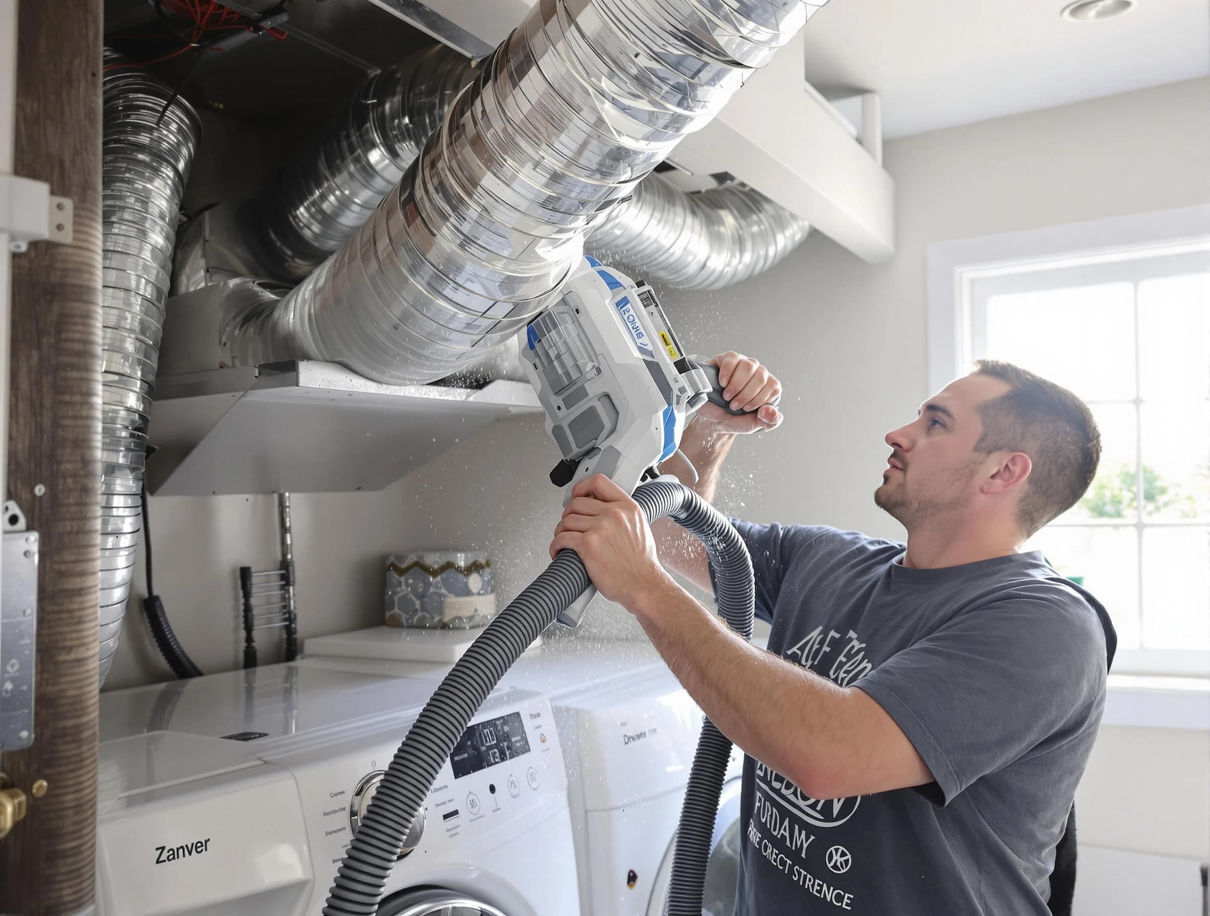 Dickson Dryer Vent Cleaning specialist cleaning deep within a dryer vent duct system in Dickson